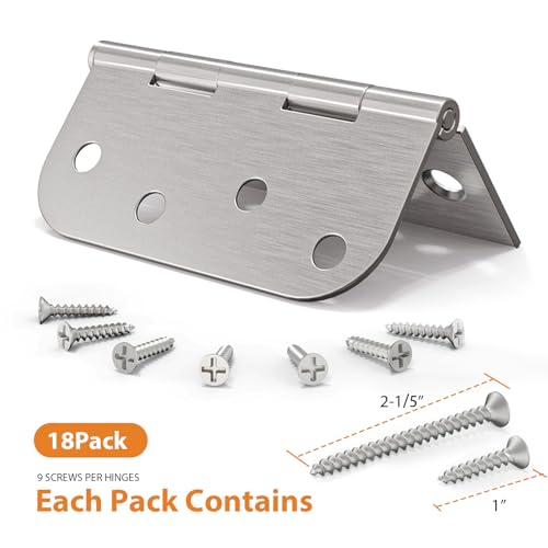 Brushed Nickel Door Hinges 4 Inch 18 Pack with Square & 5/8" Radius - color: Brushed Nickel-Square&Round, size: 18 Pack