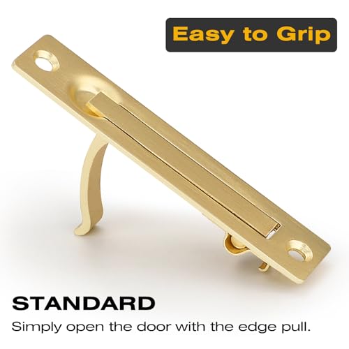 EHOMEWARE 1 Pack Gold Pocket Door Hardware with Edge Pull, Satin Brass - color: Satin Brass, size: Privacy + Pull A