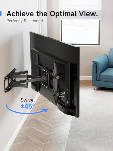 Suptek Full Motion TV Wall Mount for 42 to 86 Inch TV, Swivel and Tilt with Articulating Dual Arms, Max VESA 600X400mm, Holds up to 132lbs, Fits Max 16" Wood Studs, MA01A - size: 42-86"