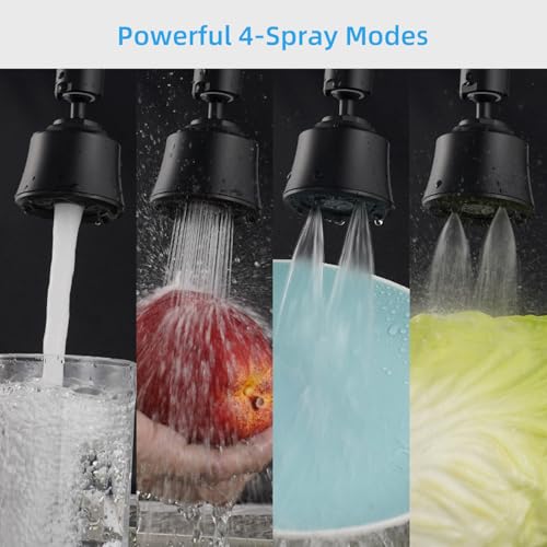 Faucet Aerator 4 Modes, 360° Swivel Faucet Sprayer Head Attachment, Black - color: Black, style: 2 Swivel Joints