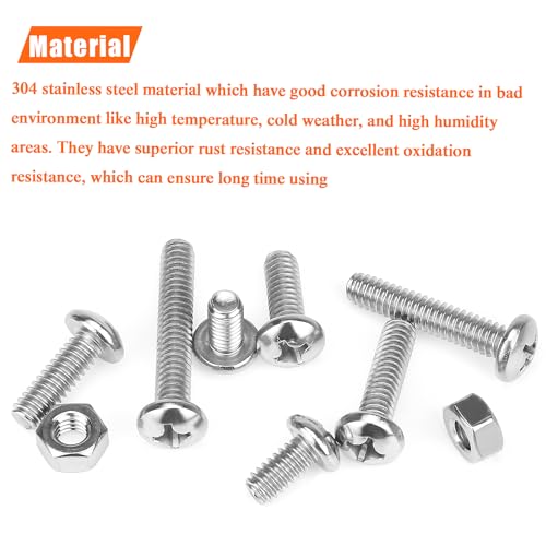 HELIFOUNER 56 Pieces 1/4-20 x 1/2" 3/4" 1" 1-1/4" 1-1/2", Phillips Pan Head Machine Screws Bolts Nuts Kit, Coarse Thread, Fully Machine Threaded, 304 Stainless Steel - size: 1/4-20, style: Phillips Pan Head