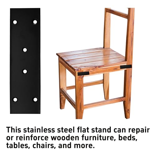 2pcs 7''x1.9'' Stainless Steel Flat Mending Plate, Heavy Duty Joining Plate Bracket Fixing Brace, Straight Brace Bracket for Furniture, Wood, Shelves, Cabinet (Black) - size: 170*48mm-Black