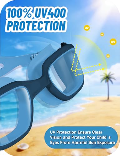 Vvinca Kids Swim Goggles, Swimming Goggles for Kids 3-14 Anti-Fog UV Protection No Leak Pool Glasses for Boys Girls - color: 08 - Blue