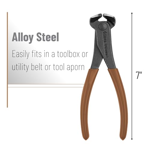 Bates- Nail Puller, 7 Inch, Brown, Nail Remover Tool, Cutting Pliers, Carpenter Tools, Staple Puller, End Cutting Pliers - color: Brown, size: 7", 1 Pack