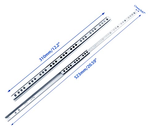 Uenhoy 1 Pair Drawer Slides 12.2" Two Way Slide Track Rail - size: 12.2"-1pair
