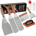 ROMANTICIST 8pcs Professional Griddle Accessories Kit - Heavy Duty Stainless Steel Grill Spatula Set for Grill Griddle Hibachi Flat Top Outdoor Cooking - Great Grill Gift on Birthday Wedding - style: 8pcs Griddle Accessories Kit