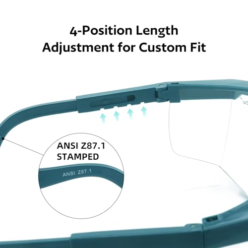 UKNOW Safety Glasses 2 Pack - Anti Fog Safety Goggles ANSI Z87.1 - Adjustable Protective Eyewear - Clear Lens Lab Goggles - color: Teal