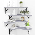 ROMGUAR CRAFT Corner Floating Shelves Wall Mounted Set of 4, Light Grey - color: Light Grey