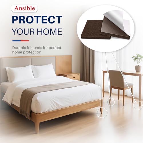 Ansible 60 PCS Felt Furniture Pads 1" for Hardwood Floors - size: 60 PCS 1" Brown, Square