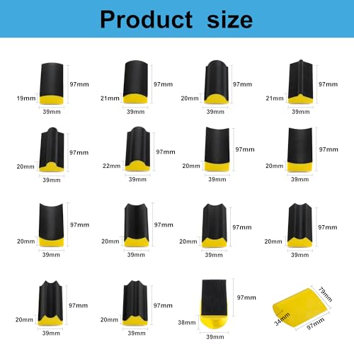 S SATC 16-PCS Hand Sanding Block Set With 40 Sheets Hook And Loop Sandpaper Kit, Interchangeable Assorted Convex & Concave Shapes for Automotive Body, Crafts, Sand Wood Woodworking Furniture - style: 16 PCS Sanding Block with 40 Sheets
