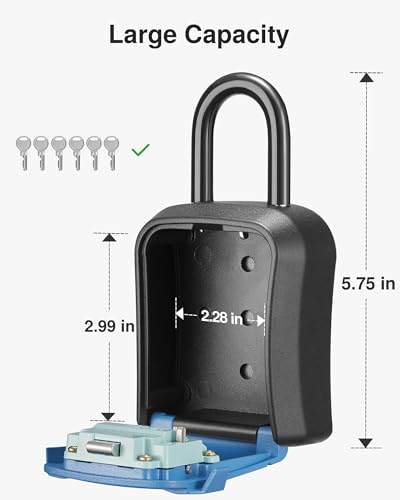 Puroma Key Lock Box for House Keys Combination Lockbox with Code, 1 Blue - color: Blue