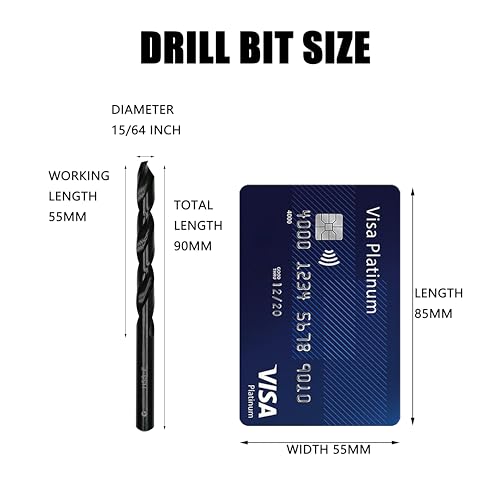 15/64inch HSS M35 Cobalt Twist Drill Bits for Metal - size: 15/64inch (10pcs)