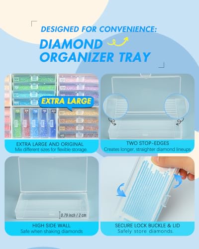 forever young 48PCS Extra Large Diamond Art Storage Containers Trays＆Stand - size: 48pcs Extra Large trays+Rack
