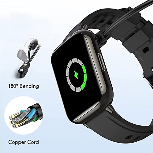 2Pcs 2-Pin Universal Black USB Data Charging Cable with Magnetic Charger Charging Mode for Smart Watch 2.84mm
