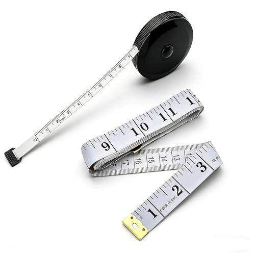 2 Pack Soft Tape Measure Retractable Measuring 60"/150cm Double Scales - color: Black White-2pcs