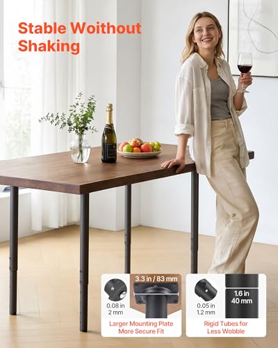 VEVOR Adjustable Table Legs, 24-40 in Round Steel Furniture Legs, 1200 lbs Max Load Heavy Duty, Quick Installation, Ideal for Home Office Desk DIY, Coffee Dinner Bar Tables, Workbenches, 4 PCS, Black - size: 3.3 x 3.3 x (23.6-40) in