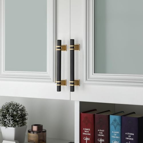 10 Pack 4 Inch Black and Gold Cabinet Pulls Black and Gold Cabinet Handles Kitchen Cabinet Pulls Dresser Drawer Pulls Kitchen Cabinet Hardware - color: Black & Matte Gold, size: 4 inch (102mm) Hole Center Pull