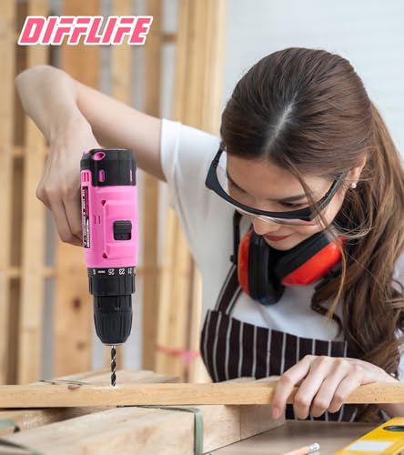 147 Piece Pink Power Drill Drivers Tool Set, 12V Cordless - style: 147 Piece Pink