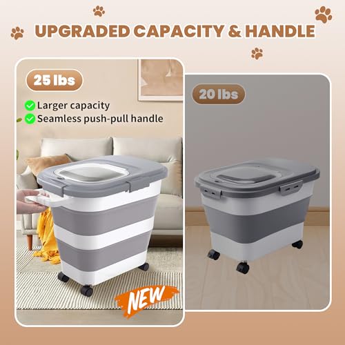 23-25Lbs Airtight Dog Food Storage Container,Collapsible Dog Food Container - color: Grey/25 LBS