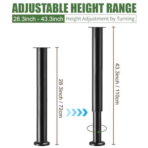 Furniture Legs Metal Adjustable 4 Pcs 28.34-43.3 inch, Adjustable Cabinet Legs for Sofa/Bed/Chair/Dresser/Table, Bed Center Slat Support Legs, Black - size: 28.34-43.3" (4pcs)