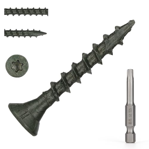 Wood Screws #8 x 1-1/4’’, T25 Star Torx Drive Flat Head Deck Screws, Green, 194Pcs (1lb) - color: Green, size: 8X1-1/4’’