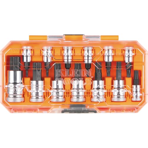 Klein Tools 65213TX Knurled TORX Bit Socket Set, T8 toT60, 1/4, 3/8 and 1/2-Inch Drives, Premium Cr-V Steel, MODBox Case, 13-Piece - style: TORX