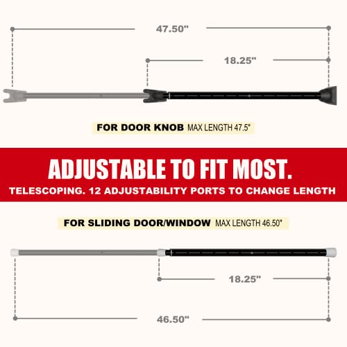Door Security Bar & Portable Door Lock with Alarm (Black) – High-Grade Iron Door Jammer & 130dB Alarm for Home, Apartment, Hotel & Travel Safety – (Red)