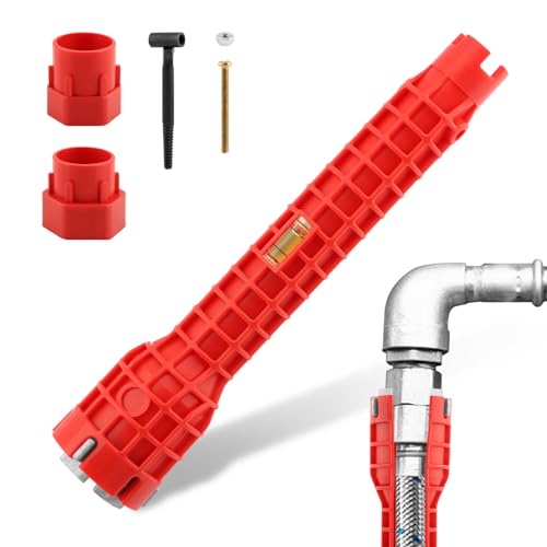Saycker 8 in 1 Kitchen Faucet Sink Basin Wrench, Pipe Wrench Plumbing Tool - color: Red,8 In1