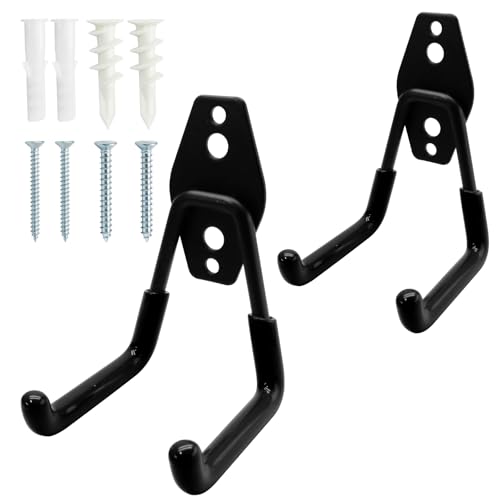 Uenhoy 2 Pack Heavy Duty Garage Storage Hooks, Wall-Mount, Small, Black