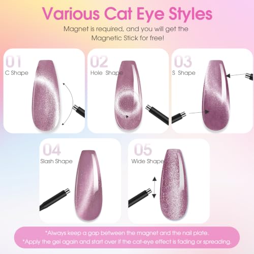 ROSALIND 30pcs Colors Gel Nail Polish Set with Cateye Gel and Base Top Coat | 20 Nude Pink Red Blue Color Gel Polish,5pcs Cat Eye Gel Nail Polish,Blooming gel,3Pcs Glossy Matte Glitter Top Coat,Base Coat - color: All Moods 25+5 Colors