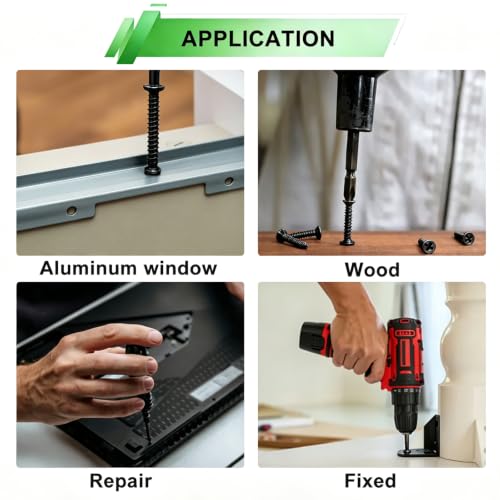 288PCS Black Screws Assortment Kit,Self Tapping Wood Screws #4/#6/#8/#10 Screw Assortment Kit,Round Head Screws Length 3/8" to 2",Sheet Metal Screws Assorted - size: 288PCS-BK
