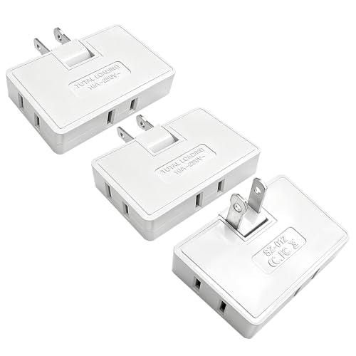 3 Pack Rotating Plug Adapter,2 Prong Flat Outlet Splitter Plug Extender - size: 2 Prong 3 Pack