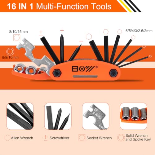 Bicycle Saddle Repair Bag with Tire Patch and Inflate Pump - Portable Travel Emergency Tool Kit, Bike Accessories for Adult Bikes with IPX4 Waterproof