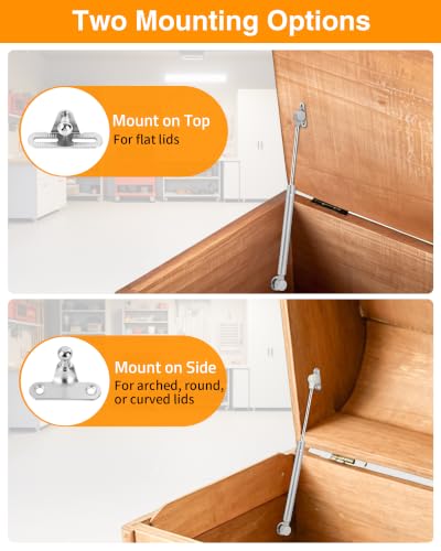 2 Pack Toy Box Hinges Soft Close 15 inch, 150N Gas Strut Slow Close Hinges - color: Silver