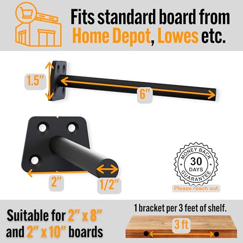 EVALD 6 Inch Floating Shelf Brackets, Hidden Shelf Brackets for Floating Shelves, Heavy Duty Shelf Bracket with Screws & Anchors, Floating Shelf Mount (4 Pack) - size: 6 Inch, style: 4 Pack All-purpose