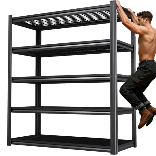 78 ''H Storage Shelves, 46‘’W Garage Shelving, Adjustable Garage Shelves, Heavy Duty Shelving,5 Tier Garage Storage Shelves,Easy-to-Install Metal Shelf Storage Rack Shelving Unit for Kitchen - size: 78''H*45.6''W*19.7''D