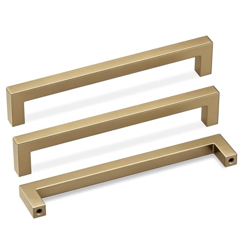 Goldenwarm 25 Pack 6-1/4 Inch Champagne Bronze Cabinet Pulls Square Handles - color: Champagne Bronze, size: 6-1/4in Hole Centers