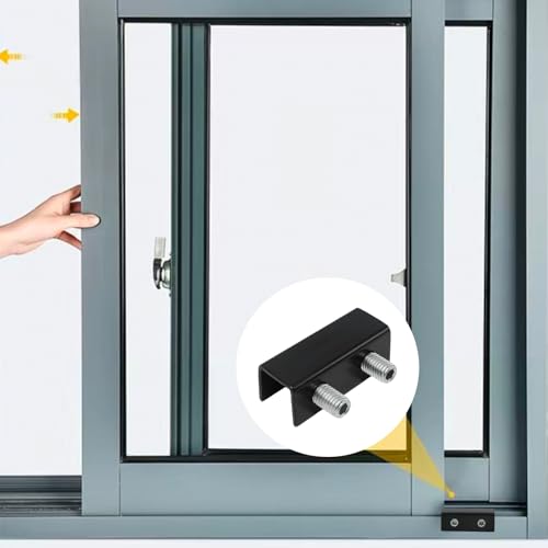 4 Sets Sliding Window Locks, Sliding Door Lock with Keys, Black - color: Black