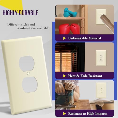 ENERLITES Oversized Duplex Outlet Covers, Jumbo Wall Plate, Light Almond - color: Light Almond, size: Over-Size