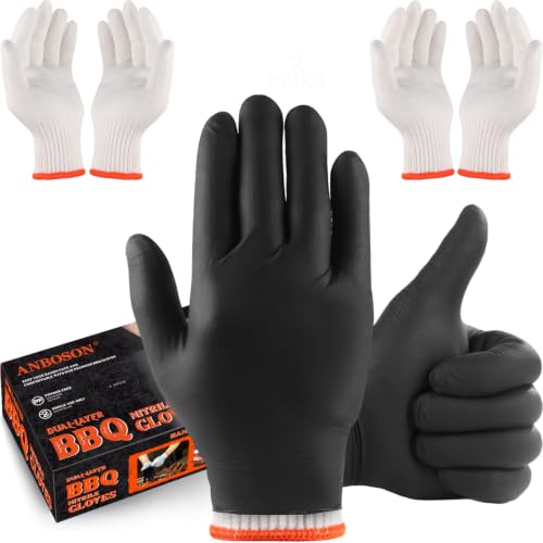 ANBOSON BBQ Gloves Disposable, Heat Resistant Grilling Gloves for Cooking - size: Large, style: 6mil Nitrile