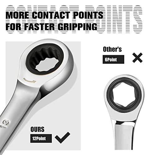SORAKO Ratcheting Combination Wrench Industrial Grade Cr-V Steel Gear (A-13mm Metric) - style: 1-13mm Metric