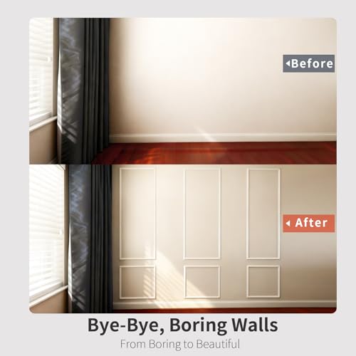 VCK Pre-Cut Wall Molding Set of 6 | Wainscoting Panels Kit for Accent Wall | Ready-to-Assemble Wall Panels for Living Room, Bedroom | Easy DIY Installation with Glue (3 Top & 3 Bottom) - size: 54x24