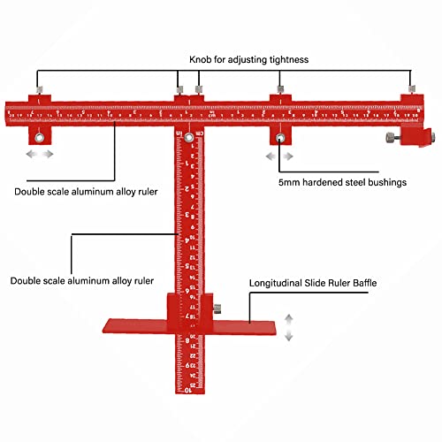 Joywayus Aluminum Alloy Cabinet Hardware Jig Drill Punch Locator Guide Adjustable Template Woodworking for Fast and Accurate Installation of Door and Sleeve Drawer Pull Front Knobs Pulls Handles Red - color: Red-aluminum
