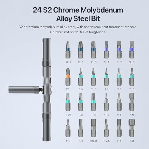 DYLIFE 24 in 1 Magnetic Screwdriver Set, DIY Ratchet Mini Removable Self-Assembly Precision Screwdriver Tool Kit, Magnetic DIY Precision Tool Kit with Variety Head Styles for PC/Mobile/Watch/Bicycle - size: 24 In 1