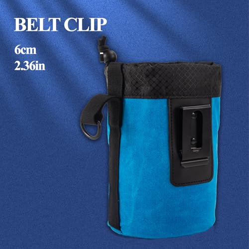 Waxed Canvas Nail/Screw Pouch, Tool Pouch with Belt Clip, 5 x 5 x 8 Inch Rounded Bolt Bag with Stand up Base Metal Clip on Organizer, Nail Pouch Suitable for Carpenters, Electrician, Carpenter - color: Blue