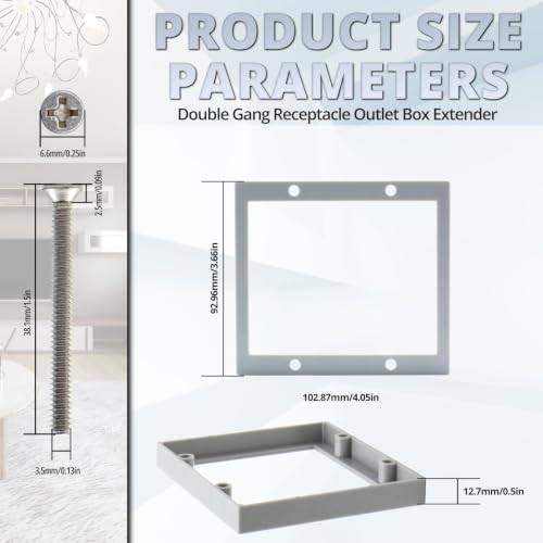 1/2" Double Gang Electrical Box Extender,Gray, Pack of 3 - color: Gray-1/2"