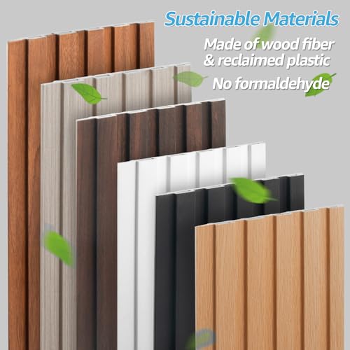 Art3d 48 x 6 Inch WPC Slat Wall Panels, 3D Wall Accents, 16-Pack, Boxwood | Real Wood Grain, Durable, Water Resistant, Wear-Resistant, No Emission, Eco-Friendly, Easy to Care, for Living Room, Bedroom - color: Boxwood, size: 48" * 6"