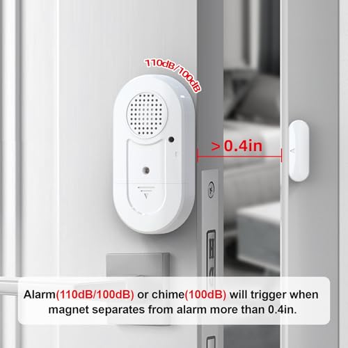 Sanjie Door Window Alarm Sensors, 5 Pack, 125dB, Volume Control - color: White