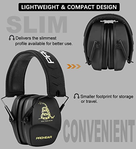 PROHEAR 016 NRR 26dB Shooting Ear Protection, Slim Passive Earmuffs - color: Black D