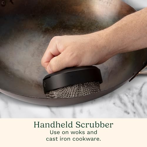 Cuisinart 3-in-1 Chainmail Grill Cleaner, Bristle-Free Dual Function Heavy-Duty Grill Brush with Removable Head, Worry-Free Stainless Steel Steam Clean BBQ Scrubber for Grills & Griddle - color: Chainmail Grill Cleaner Brush